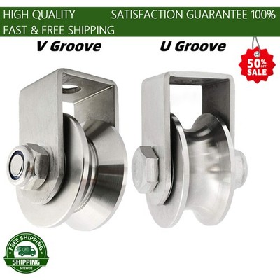 V Groove U Groove Stainless Steel Lifting Pulley Silent Pulley 800lb Silver Tone