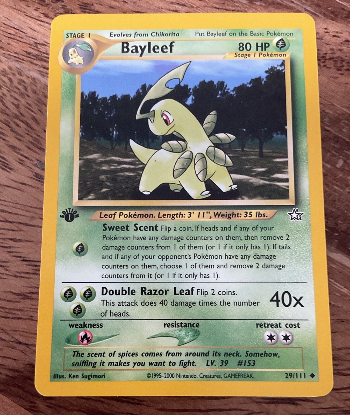 Bayleef 29/111 Neo Genesis, 1st Edition, Uncommon Pokémon Card
