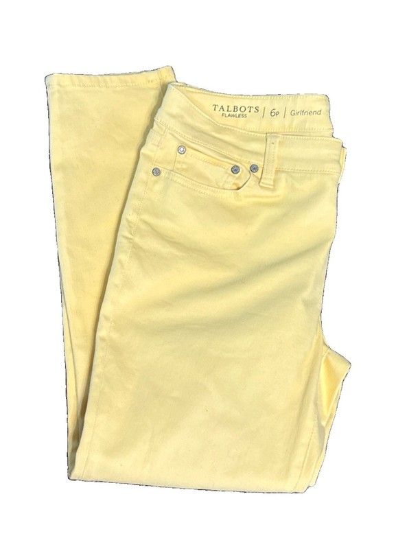 Talbots Womens 6P Pants Yellow Ankle Girlfriend Chino Mid Rise Petite