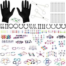 Complete 156PC Body Piercing Kit - 14G to 20G Jewelry  Tools Included