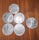 Lot of 6 American Silver Eagles 6oz Total: 2024 and 2011
