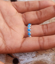 Turquoise Eternity Band Ring - 925 Sterling Silver Handmade Band Ring