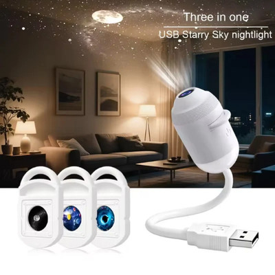 Plug and Play HD Star Projector Night Light, USB Galaxy Ocean Ceiling Projector