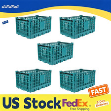 Heavy Duty Collapsible Storage Crate 52L 5 Pack Stackable Plastic Bins Organizer