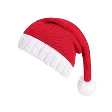 Christmas Knitted Santa Hat for Women, Red White Winter Hat Beanie 7-18 Years