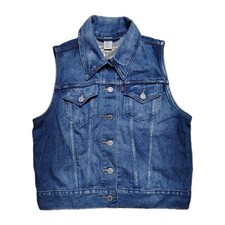 Levi's Type lll Dark Wash Faded Blue Denim Jean Vest Jacket Women's Small