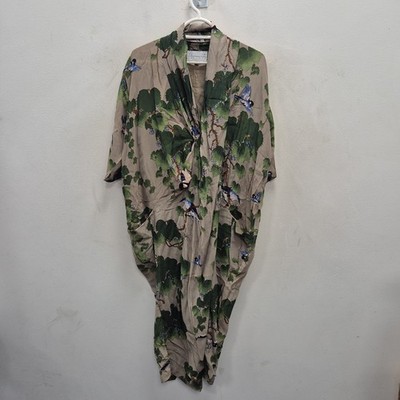 One Hundred Stars Acer Stone Grey Floral Dress Size S/M Rachel Relaxed Midi Wrap