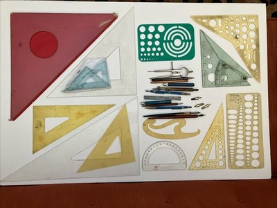 Vintage Lot Drawing Drafting Artists Engineering Tools Templates 25+ Pieces