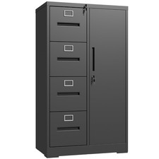 Steel Vertical File Cabinet Lock 4 Drawers 1 Door School Office