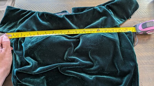 Xscape Womens Velvet Gown Green Off Shoulder Ruched Maxi Dress Evening Size 12 - Picture 11 of 13