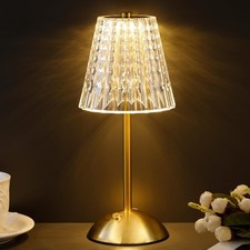 Cordless Table Lamp Touch Control 3000mAh Crystal 3-Color Dimmable Ambient