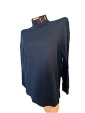 VTG Disney Mickey Mouse Embroidered Turtleneck Shirt Navy Sz Medium Mickey  Co