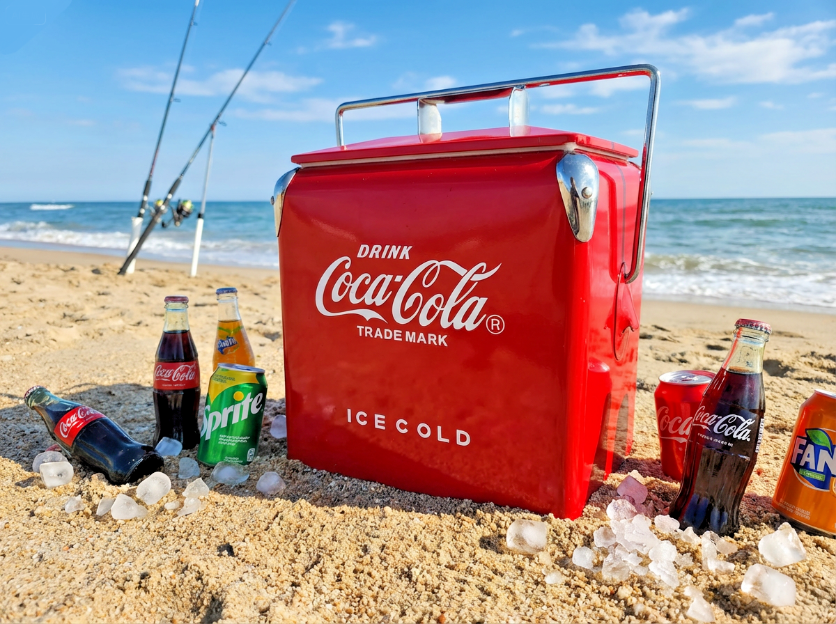 Coca-Cola 14Qt Vintage Metal Cooler Red Ice Chest Box Retro BBQ