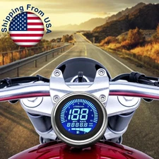 Motorcycle Speedometer Meter Tachometer Fuel Gauge Digital LED LCD Odometer