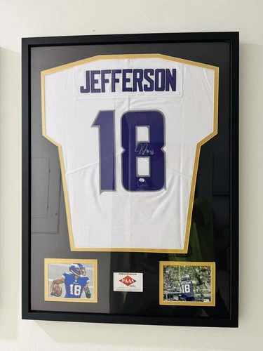 Justin Jefferson Minnesota Vikings Autographed NFL Jersey with COA Framed