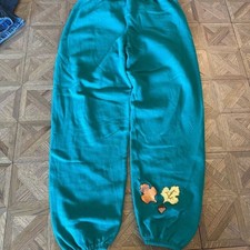 Vintage 80s Hanes teal autumn cuffed sweatpants