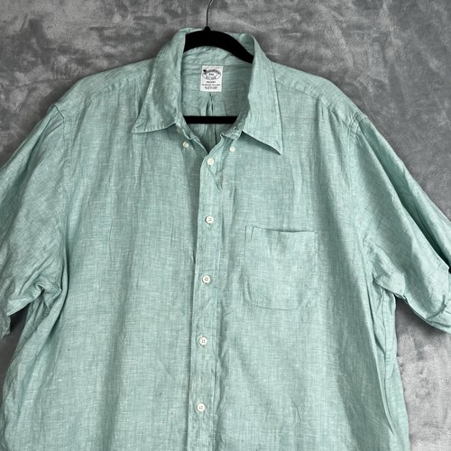 Brooks Brothers Hemden 1818 Herren 100% Leinen Regent Knopf türkis blau kurzarm - Bild 2 von 11