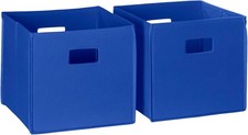 Folding Storage Bins - 2-pack of 10in Tall Blue Cubes