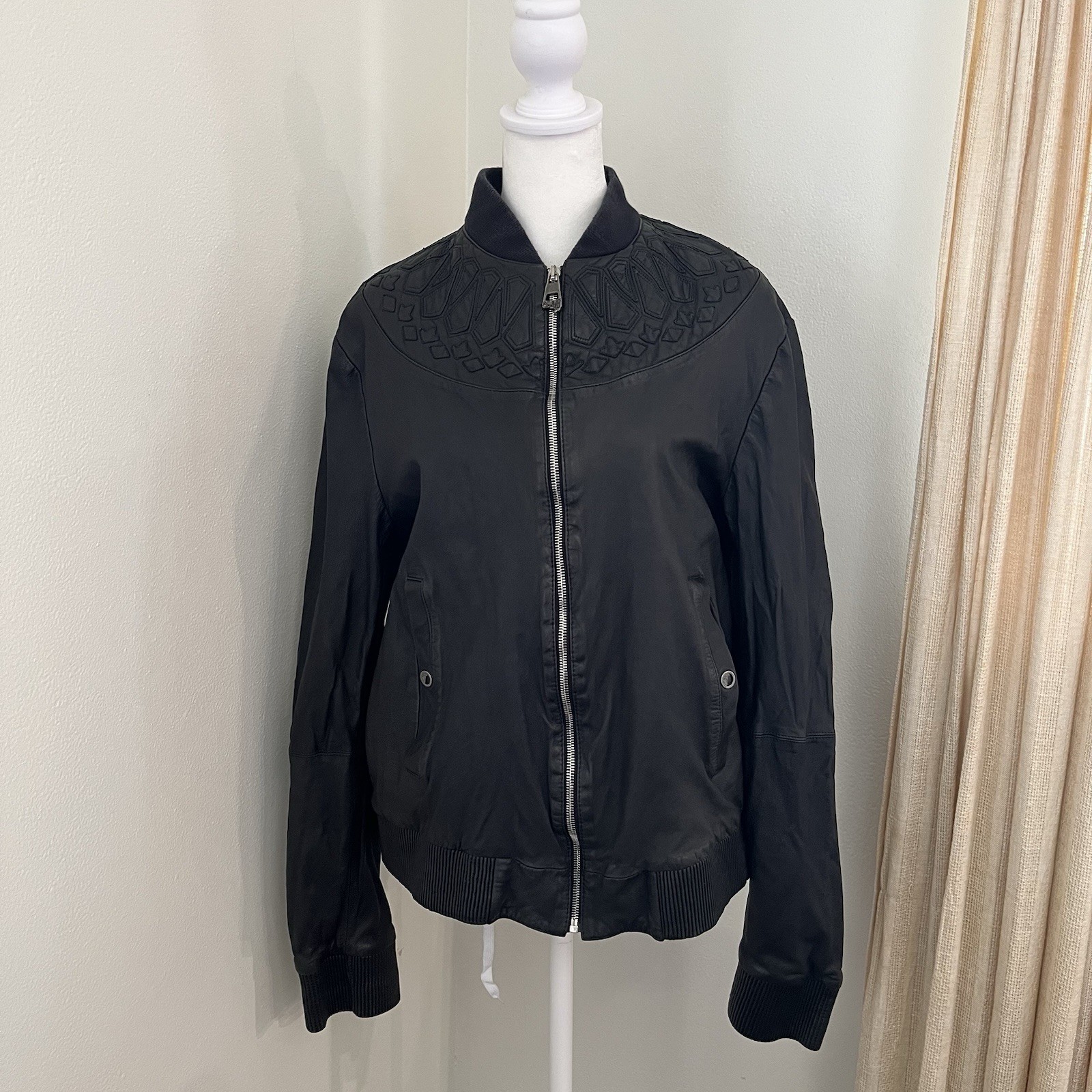 Versace Collection Leather Patchwork Bomber Jacke… - image 2