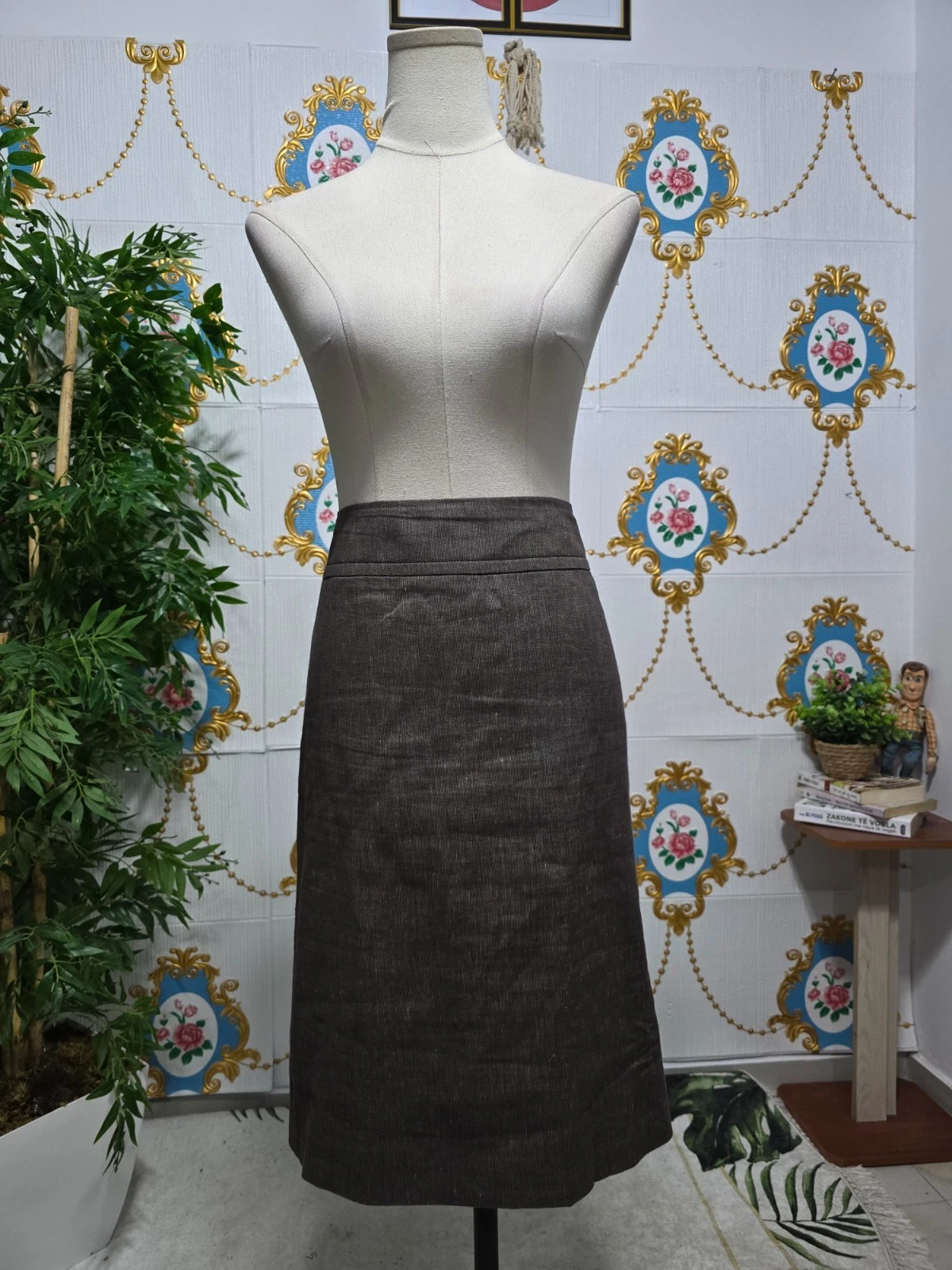 MARELLA skirt ,brown linen knee-length pencil skirt ,WOMEN'S xl ,linen blend