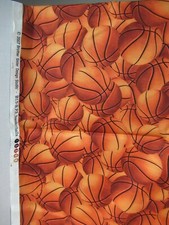 "BASKETBALLS" COTTON FABRIC Brother Sister Design 2007 SBTY X 43"W