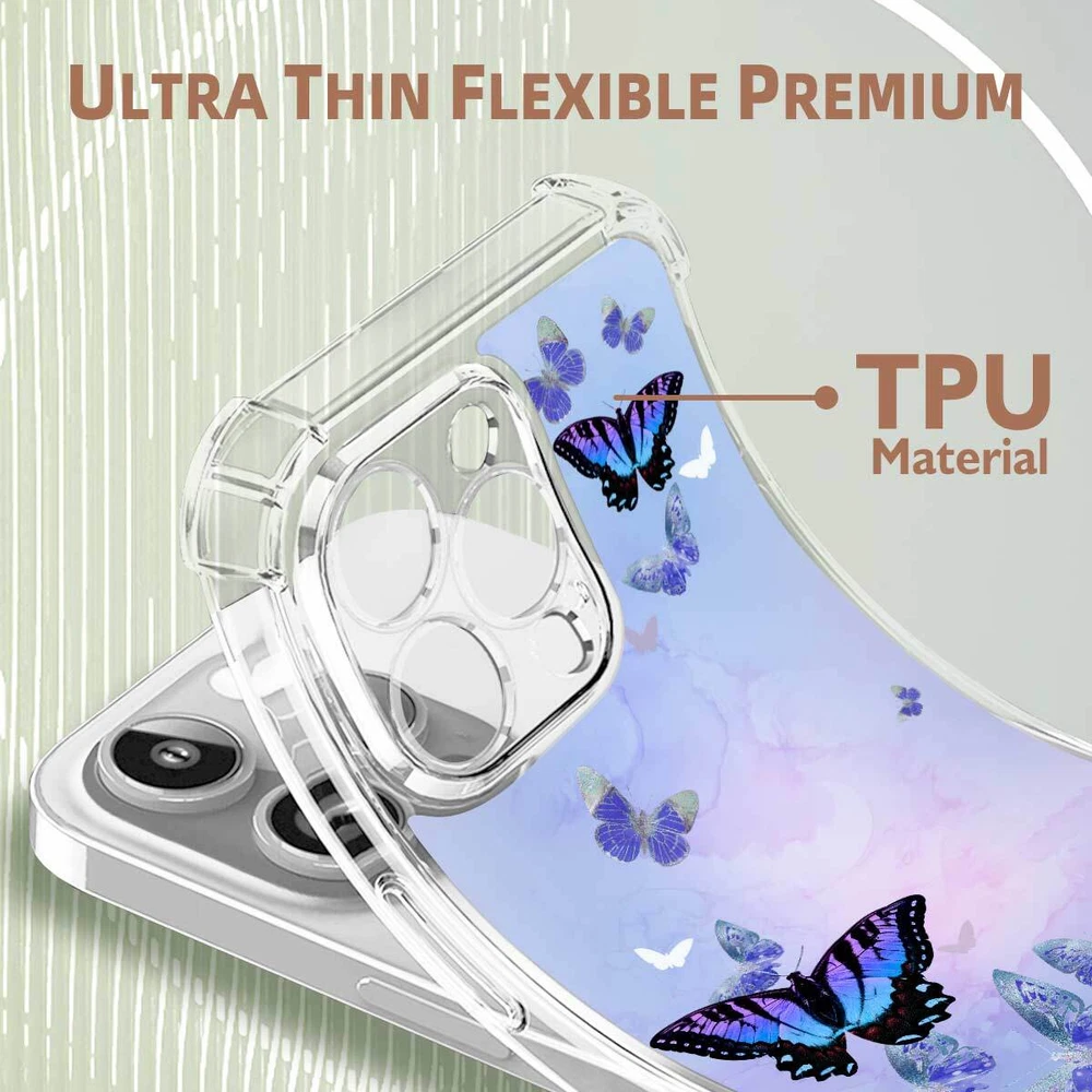 iPhone 14 Pro Max 15 16 Plus Samsung A56 A16 Butterfly TPU Case