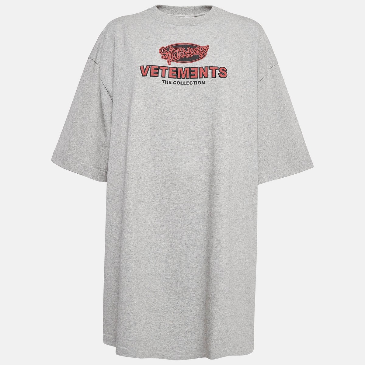Vetements Grey Printed Cotton Side Slit Detail T-Shirt M | eBay