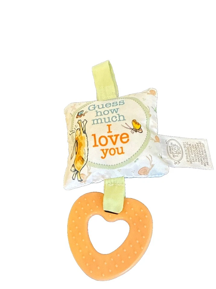 Adivina cuánto te amo set de regalo liebre marrón nuez y chirrido cuadrado juguete suave para bebé Foto 4 de 4