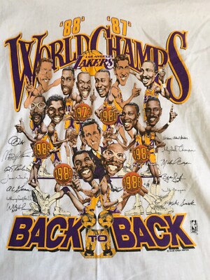 Rare Vintage 87/88 Back to Back World Champs Los Angeles Lakers T  