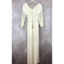 YFB Young Fabulous & Broke Boho Maxi Dress Cream Lace Sleeves Slit Size Small