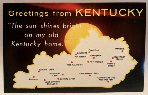 The Sun Shines Bright on My Old Kentucky Home Map Postcard | eBay