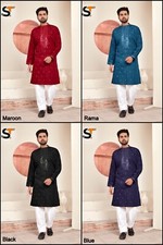New Designer Traditional FullStitched 14 Kg Silk Kurta Pajama Set For Men's SS-2