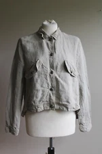 Vtg Inner View x Gitano M Natural Beige Hi-Lo Button Front 100% Linen Jacket SJ2
