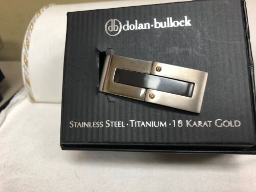 STAINLESS STEEL.TITANIUM .18 KARAT GOLD . DOLAN-BULLOCK MONEY CLIP - Picture 2 of 2