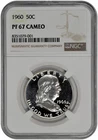 1960 50C Silver Proof Franklin Half Dollar NGC PF 67 Cameo - Just Missed Ultra