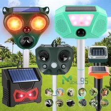 Solar Ultrasonic Animal Repeller Outdoor with Motion Sensor and Flashing Light