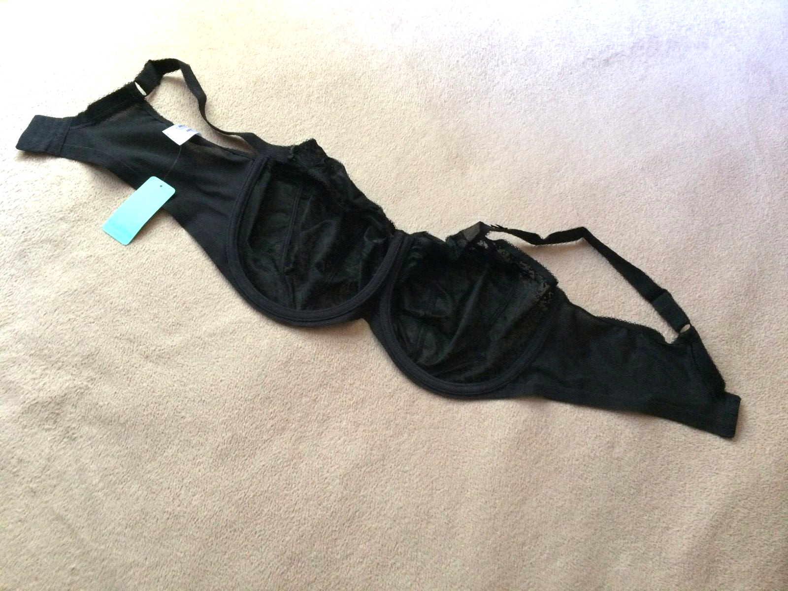 Goddess 44H Black Adelaide Full Cup Banded Underwire Bra Style 6660 NWT ...