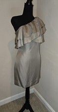 Banana Republic Silk  One Shoulder Strap Shift Dress Ruffels  Sleeveless Sz 2...