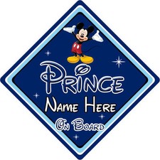 Baby On Board Car Sign- Disney Prince - Mickey Mouse DB - Personalised