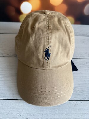 BN Polo Ralph Lauren Cotton Chino Ball Cap In khaki blue