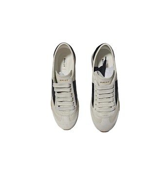 Bally Sonney Sneakers Mens 13 EU 46 White Black Low Top Leather Luxury New NIB Bally Leather Sonney Sneakers Mens EU 46 US 13 UK 12 White  main image 2