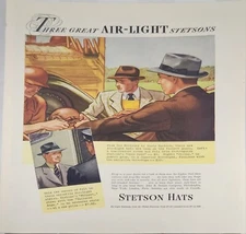 1937 Stetson Mens Hats Vintage Ad three great air light stetsons