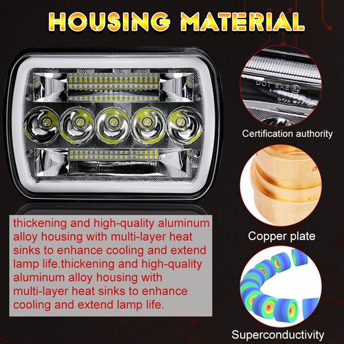 For Chevy Express Cargo Van 1500 2500 3500 2x 7x6" LED Headlights DRL Hi/Lo Beam - Picture 7 of 11