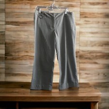 New York  Co Pinstripe Crop Cuffed Pants Career Wear Size 12 Neutral Gray Color
