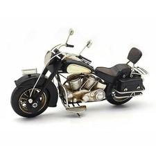 Metal Art Tin Model - Black + White MOTORBIKE Ornament (28cm) *Boxed*