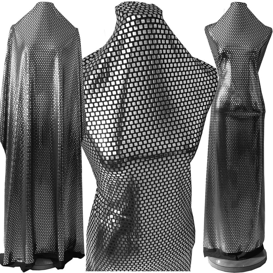 Square Mirror Sequin Metallic Stretch Spandex Fabric Dress Stage Club Dance 54"w - Image 4 of 4