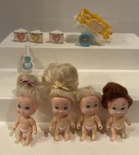 Lot Vtg Tyco Quints Blonde Red Boy Girl Baby Doll Cake Guitar Wagon Replacements