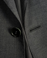 Canali 1934 Sharkskin 46R Sport Coat Charcoal Gray w/ Surgeon Cuffs