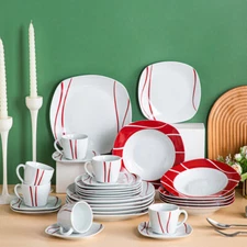 30-Piece MALACASA Felisa Porcelain Dinnerware Set with Plates Cups Service for 6