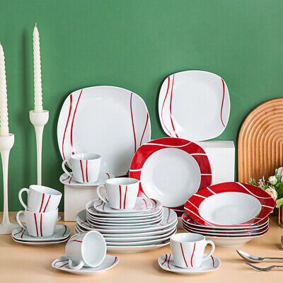 MALACASA Porcelain China Dinnerware Set - Service for 6